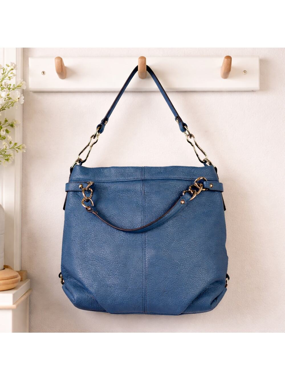 Coach Brooke Pebbled Leather Hobo Convertible Purse F17165 Blue $358